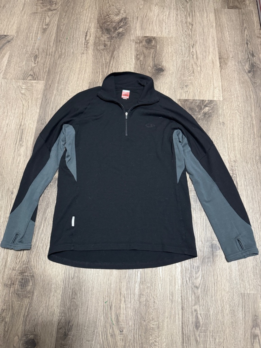 Icebreaker Black and Gray Men's Half-Zip 100% Merino Wool Top